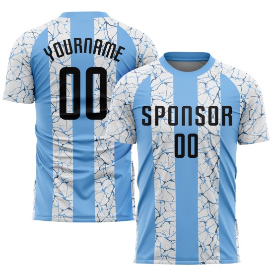 Fußballtrikot Uniform Sublimation Custom Schwarz-Weiß Blau Licht Fußballtrikot Uniform Sublimation Custom Schwarz-Weiß Blau Licht
